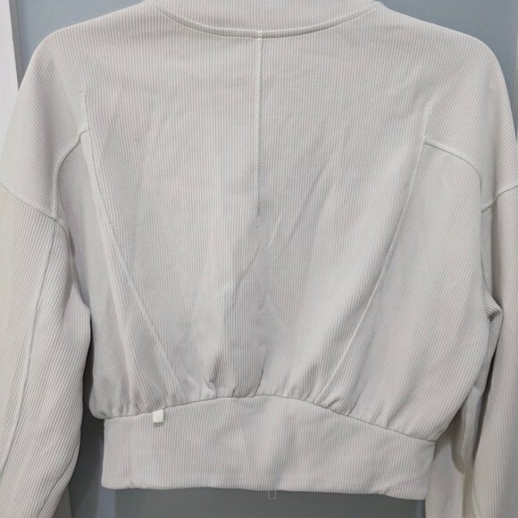 Lululemon Women’s Size 8 Cream Ribbed Bomber Jacket Cropped Zip-Up - Picture 7 of 9